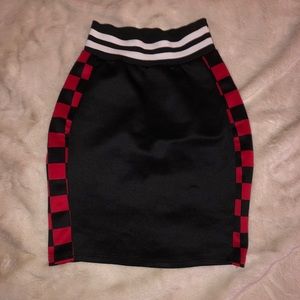 Black and Red Checkered Skirt